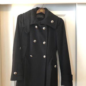 T Tahari 100% Wool Black Belted Coat